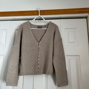 Cyrus Beige V-Neck Button-Up Cardigan NWOT